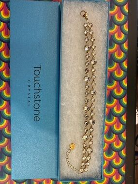 Touchstone Glam Crystal Gold and Clear Crystal Bracelet